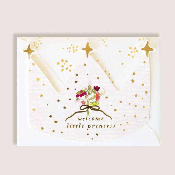 Welcome Little Princess Crown Baby Greeting Card