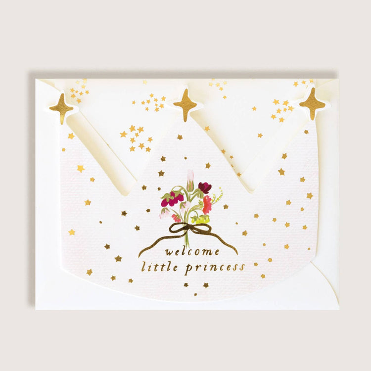 Welcome Little Princess Crown Baby Greeting Card