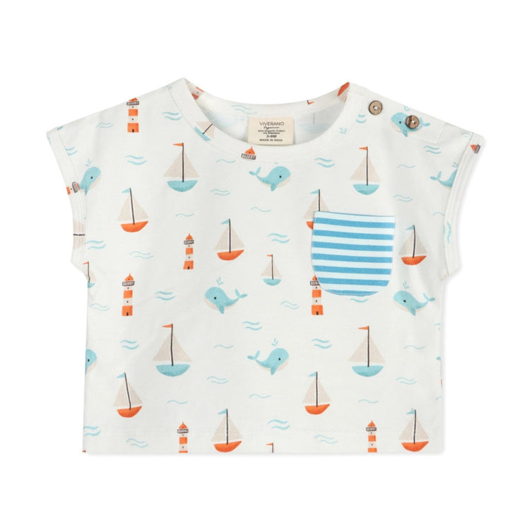 Cute summer Sailboat Whales Baby Tee & Shorts Set (Organic) outfit for baby boy or girl
